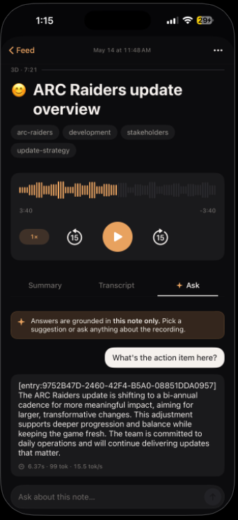 Memora Ask screen
